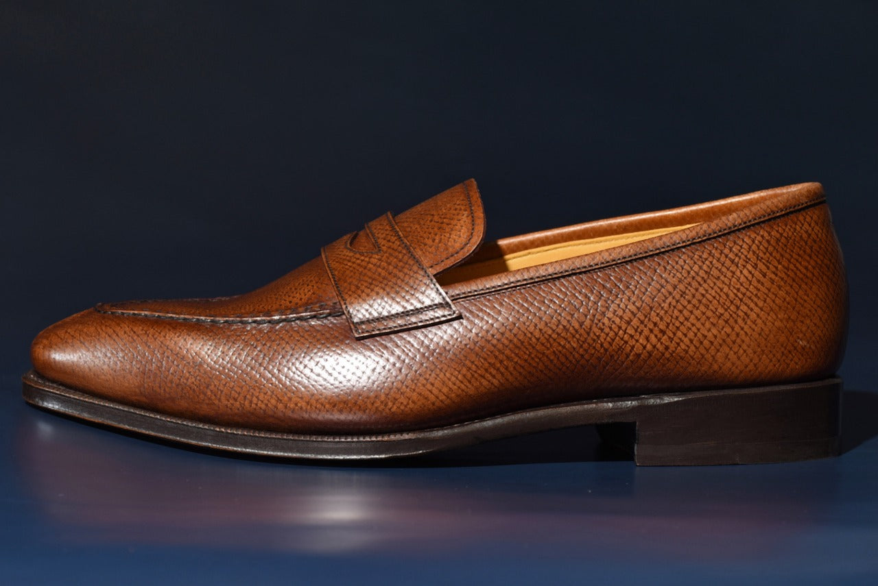 【RAYMAR】Aiden チゼルトゥスキンステッチUチップコインローファー ブラウン ホーウィンハッチグレイン ハンドソーン製法 24.0cm~27.0cm レイマー