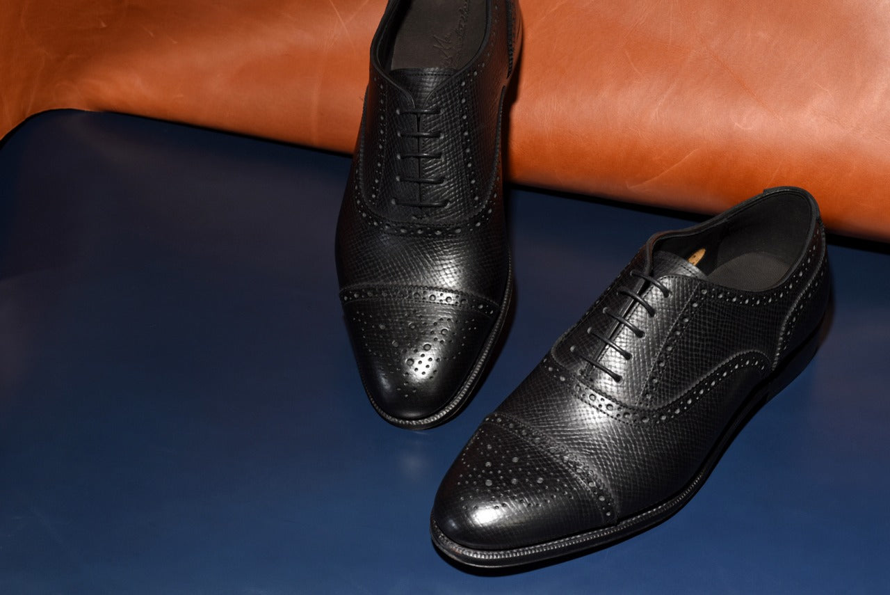 【RAYMAR】Calen クウォーターブローグ ブラック ホーウィンハッチグレイン ハンドソーンウェルト 九分仕立て ビジネスシューズ 革靴 RAYMAR 24.0cm~27.0cm レイマー