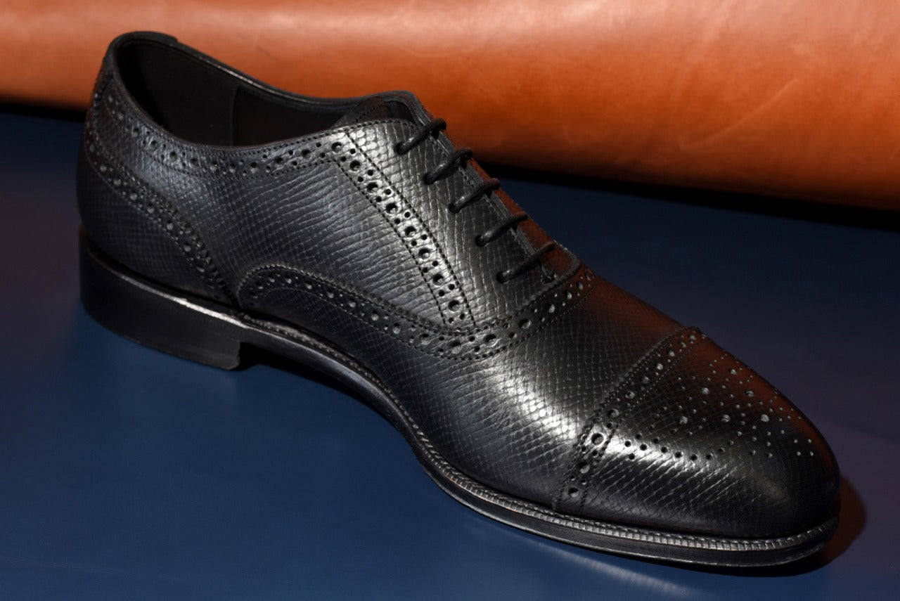 【RAYMAR】Calen クウォーターブローグ ブラック ホーウィンハッチグレイン ハンドソーンウェルト 九分仕立て ビジネスシューズ 革靴 RAYMAR 24.0cm~27.0cm レイマー