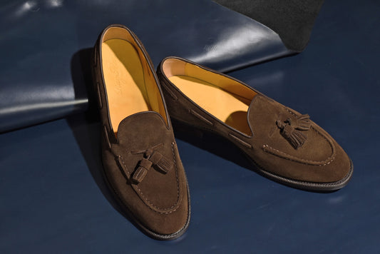 スエード タッセル ローファー ダークブラウン Fran RAYMAR グッドイヤーウェルト ビジネスシューズ 革靴 24.0cm~27.0cm レイマー ローファー ビジカジ