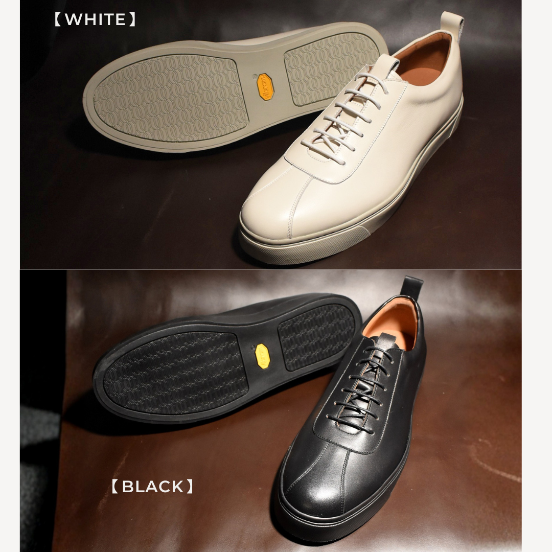 【LeMisca by RAYMAR】Thomas レースアップ ドレススニーカー ブラック / ホワイト 牛革 サイドマッケイ製法 24.0cm ~ 27.0cm レミスカ レイマー ビブラムソール ゴム底 Vibram