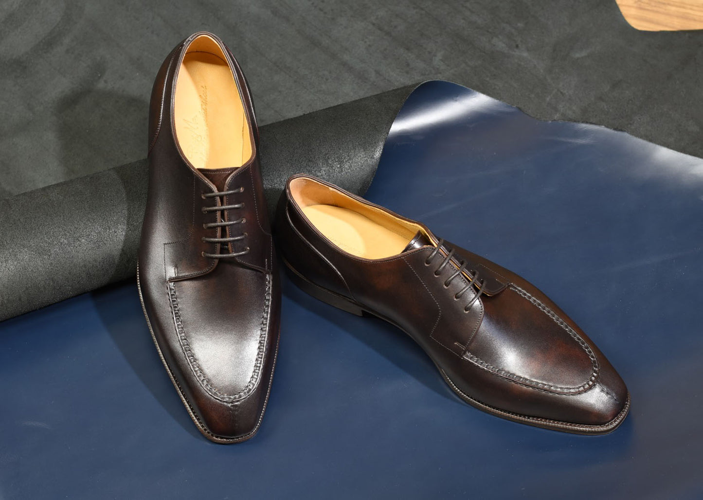 ビジネスシューズ 革靴 RAYMAR チゼルトゥ スキンステッチUチップ ダークブラウン Zonta Museum ハンドソーンウェルト 九分仕立て 23.5cm‾28.0cm レイマー ミュージアムカーフ 外羽根式 レザーソール Randall