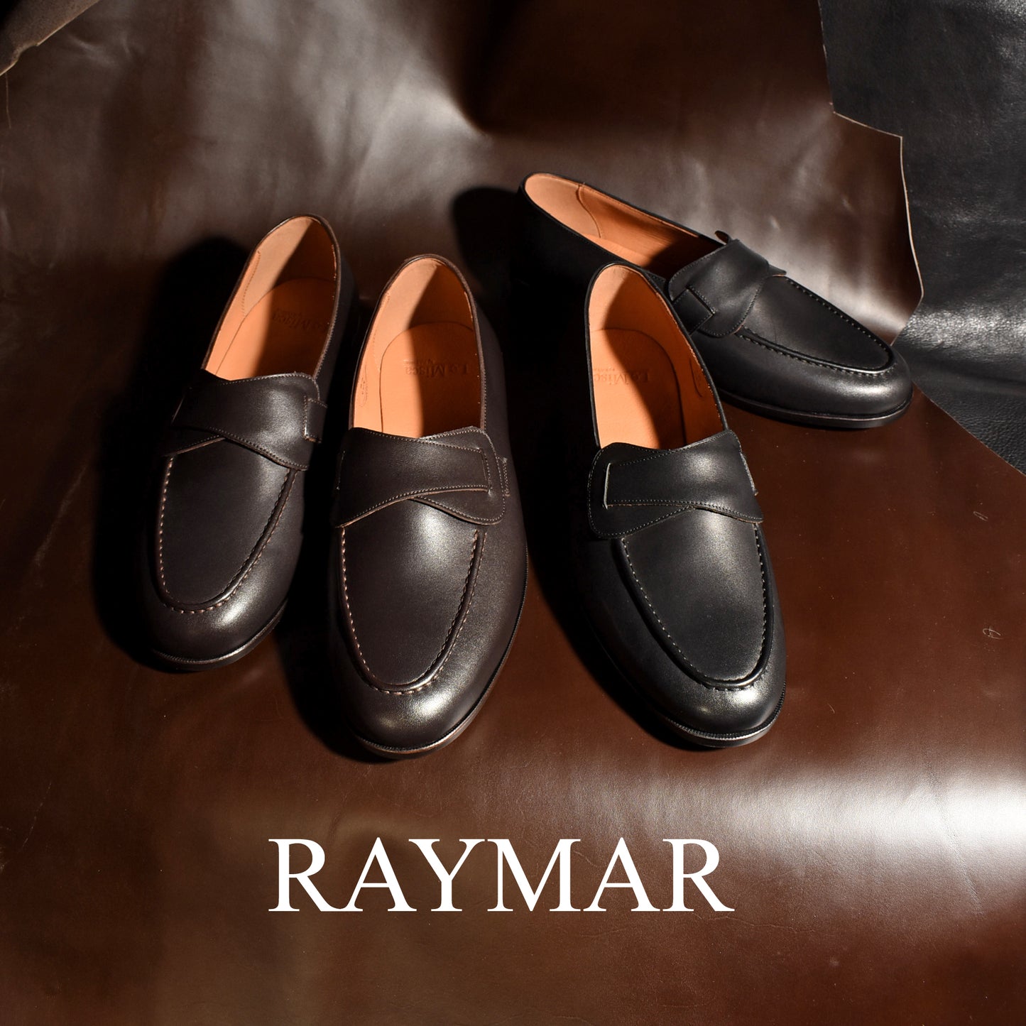 【Le Misca by RAYMAR】Luis バタフライローファー ブラック / ダークブラウン フルマッケイ製法 レザーソール 23.5cm~27.5cm