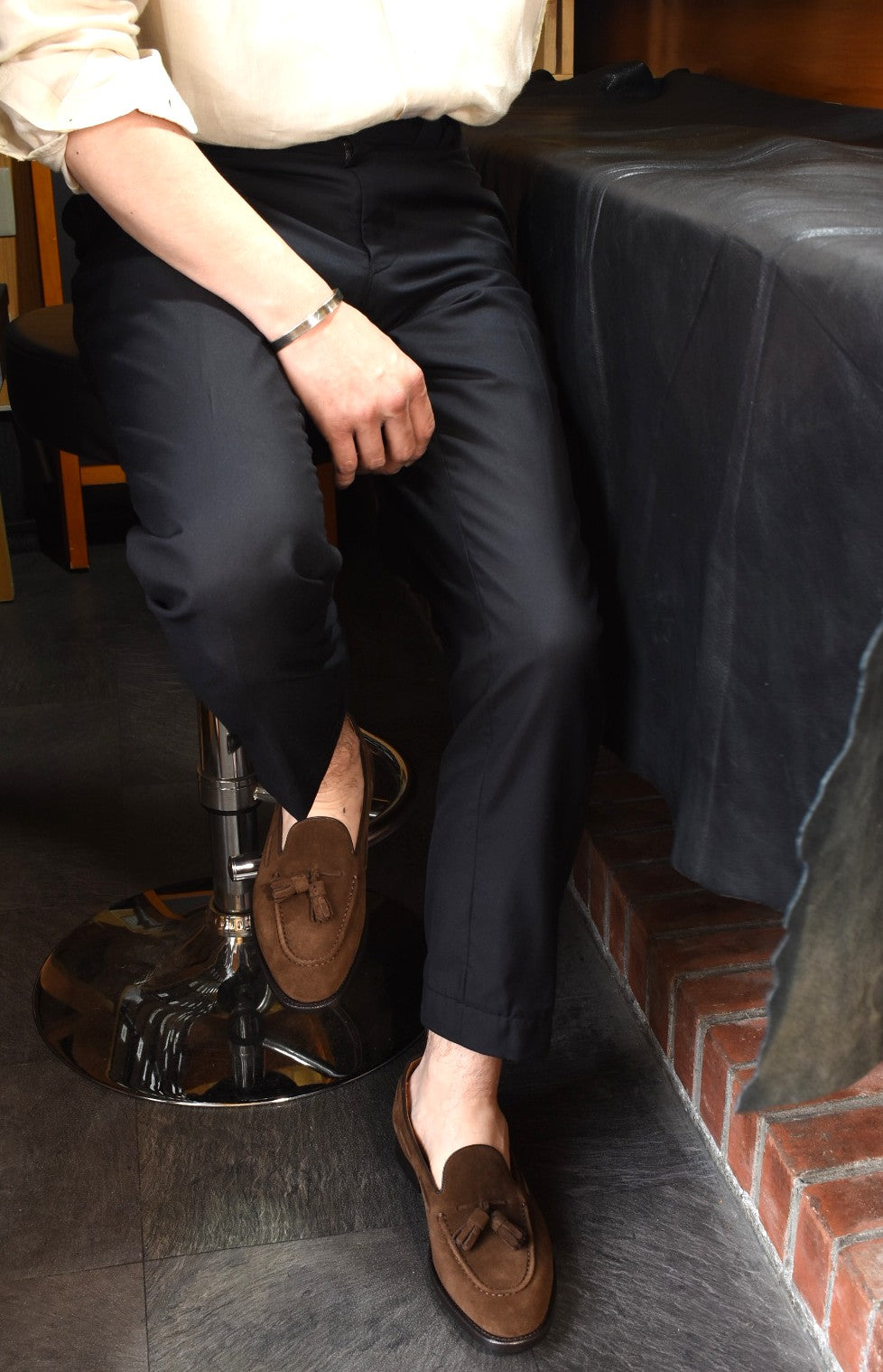 スエード タッセル ローファー ダークブラウン Fran RAYMAR グッドイヤーウェルト ビジネスシューズ 革靴 24.0cm~27.0cm レイマー ローファー ビジカジ