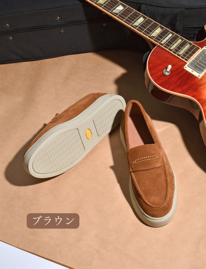 【LeMisca by RAYMAR】Kelly コインローファー ドレスレザースニーカー ブラック/ベージュ/ダークブラウン/ライトブルー 牛革スエード サイドマッケイ製法 Vibramラバーソール 23.5cm~27.5cm レミスカ レイマー スリップオン ビブラムソール