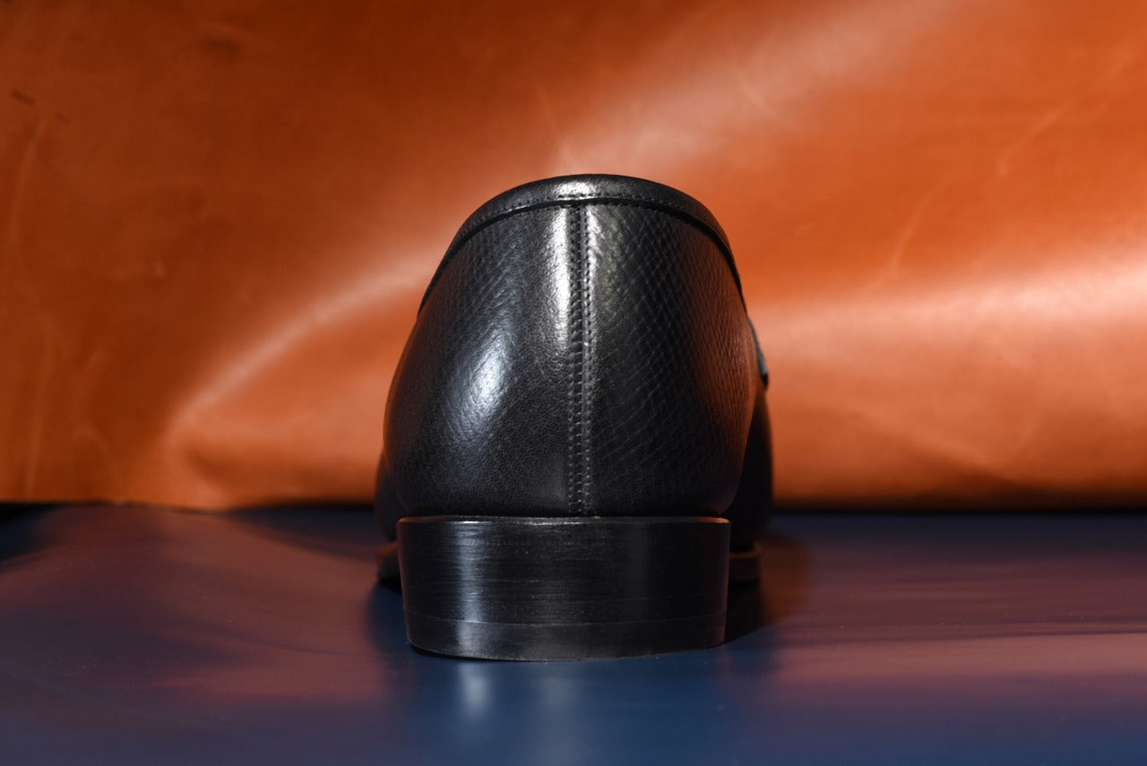 【RAYMAR】Aiden チゼルトゥスキンステッチUチップコインローファー ブラック ホーウィンハッチグレイン ハンドソーン製法 24.0cm~27.0cm レイマー (コピー)