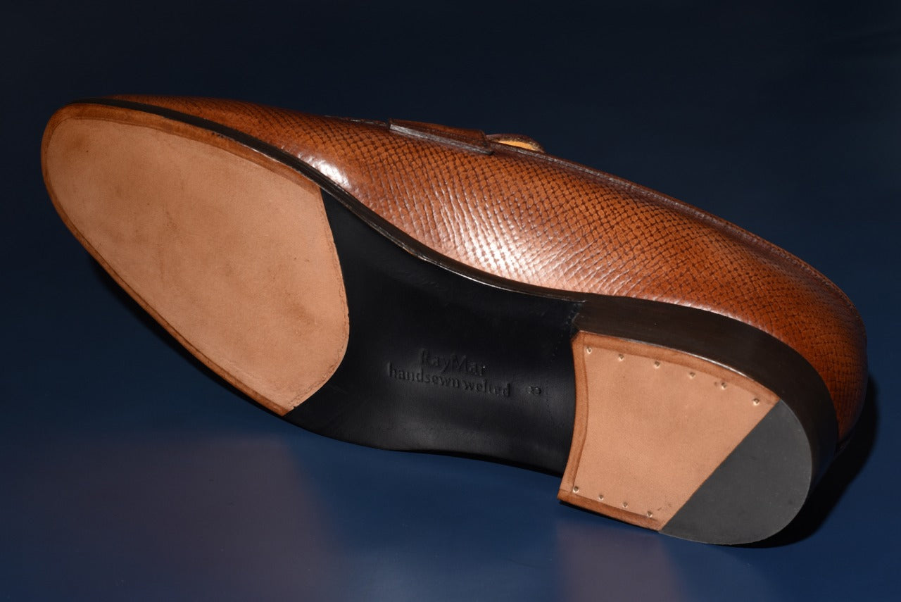 【RAYMAR】Aiden チゼルトゥスキンステッチUチップコインローファー ブラウン ホーウィンハッチグレイン ハンドソーン製法 24.0cm~27.0cm レイマー