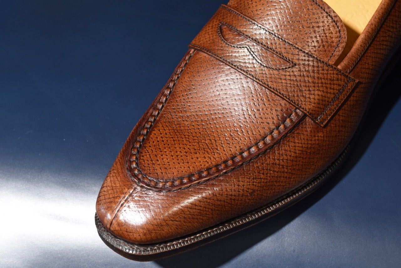 【RAYMAR】Aiden チゼルトゥスキンステッチUチップコインローファー ブラウン ホーウィンハッチグレイン ハンドソーン製法 24.0cm~27.0cm レイマー