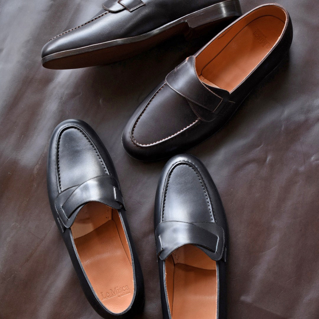 【Le Misca by RAYMAR】Luis バタフライローファー ブラック / ダークブラウン フルマッケイ製法 レザーソール 23.5cm~27.5cm