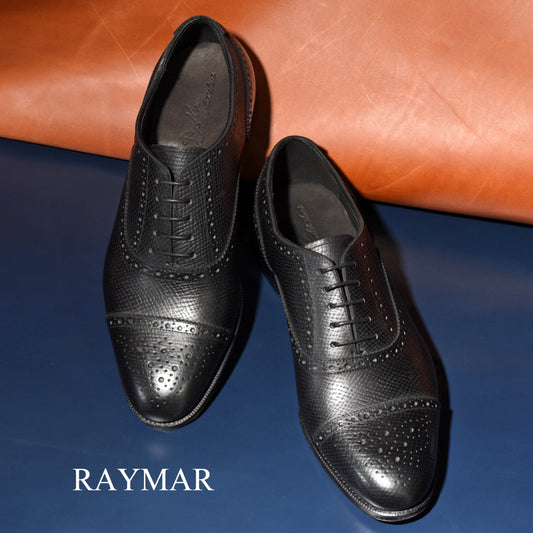 【RAYMAR】Calen クウォーターブローグ ブラック ホーウィンハッチグレイン ハンドソーンウェルト 九分仕立て ビジネスシューズ 革靴 RAYMAR 24.0cm~27.0cm レイマー