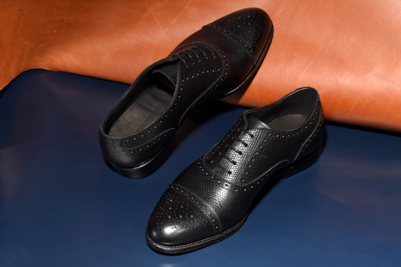 【RAYMAR】Calen クウォーターブローグ ブラック ホーウィンハッチグレイン ハンドソーンウェルト 九分仕立て ビジネスシューズ 革靴 RAYMAR 24.0cm~27.0cm レイマー