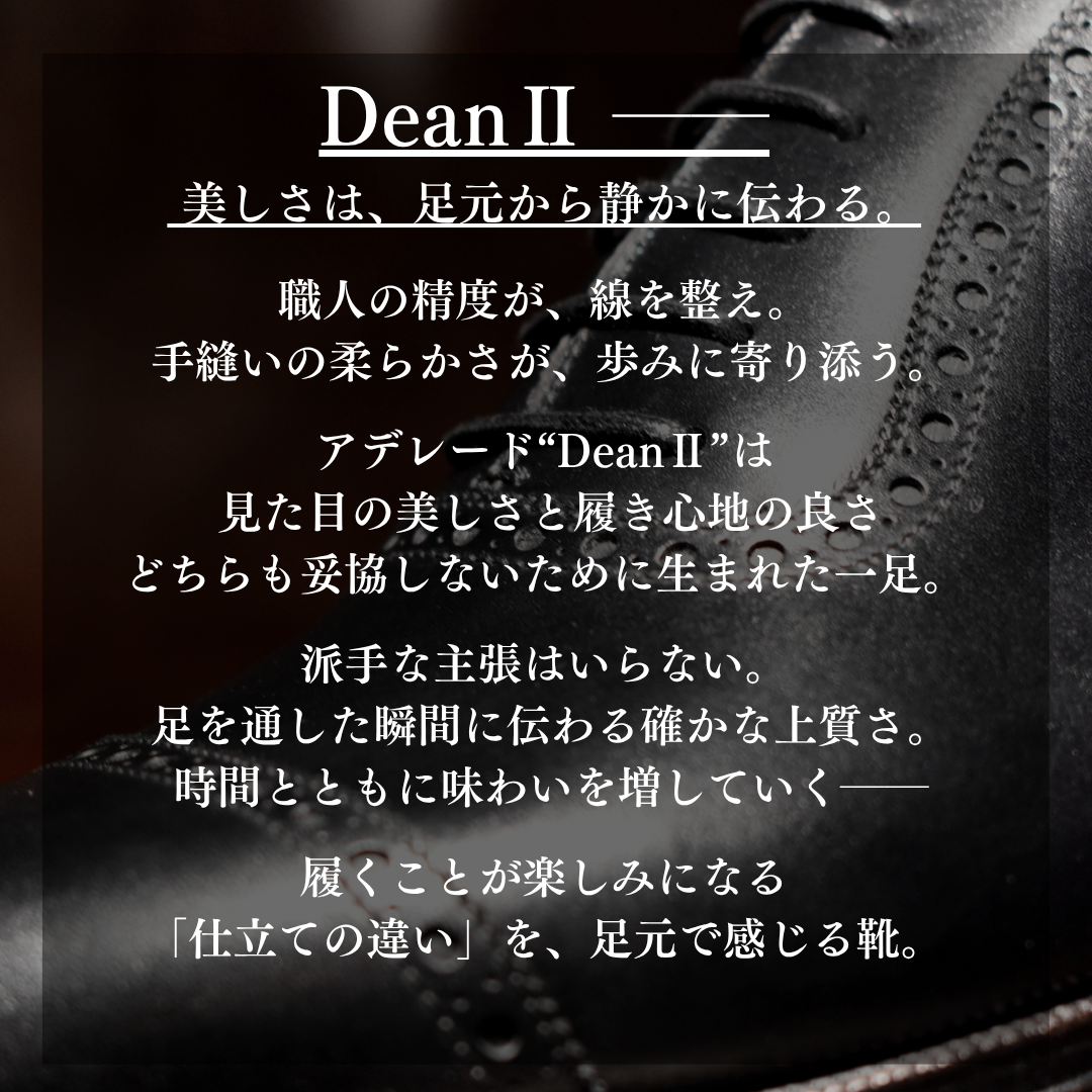 【RAYMAR】DeanII アデレード ブラック ボックスカーフ イタリアILCEA社SETANIL ハンドソーンウェルト製法九分仕立て 24.0cm~27.5cm イルチア セタニール 革底 ディーン