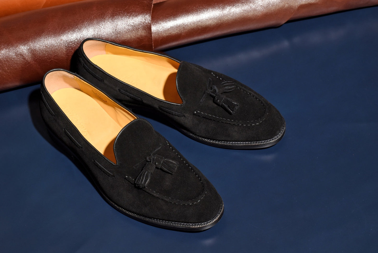 スエード タッセル ローファー ブラック Fran RAYMAR グッドイヤーウェルト ビジネスシューズ 革靴 23.5cm~27.0cm レイマー ローファー ビジカジ