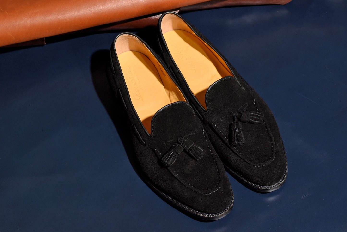 スエード タッセル ローファー ブラック Fran RAYMAR グッドイヤーウェルト ビジネスシューズ 革靴 23.5cm~27.0cm レイマー ローファー ビジカジ