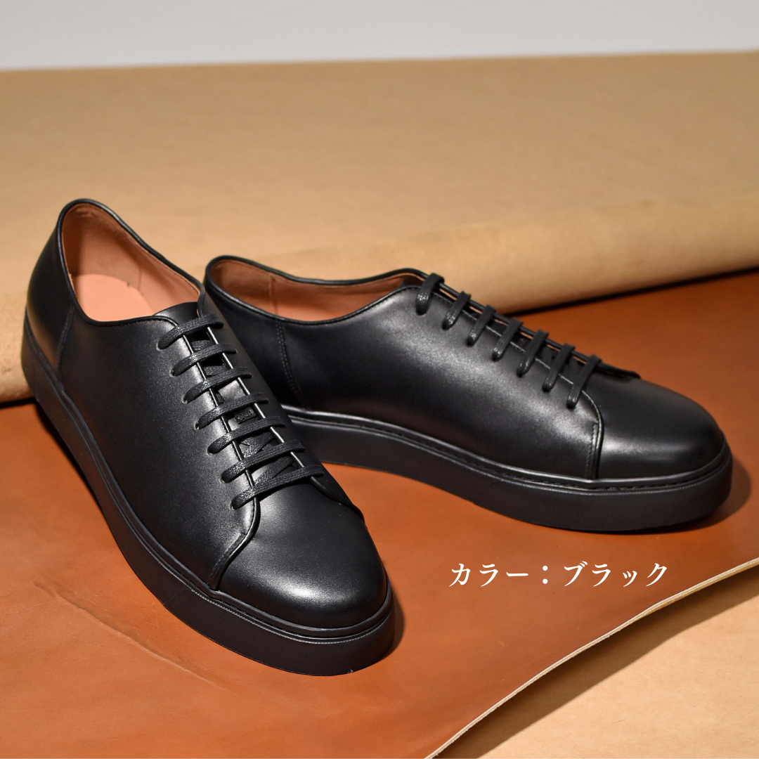 【LeMisca by RAYMAR】Jack 外羽根 ドレススニーカー ブラック / ホワイト 牛革 サイドマッケイ製法 24.0cm ~ 28.0cm レミスカ レイマー ビブラムソール ゴム底 Vibram