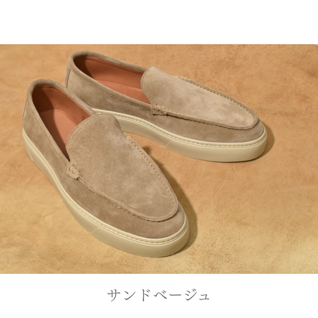 【LeMisca by RAYMAR】Ron バンプローファー ドレスレザースニーカー ベージュ/ブラウン 牛革スエード サイドマッケイ製法 Vibramラバーソール 24.0cm~27.0cm レミスカ レイマー ビブラムソール