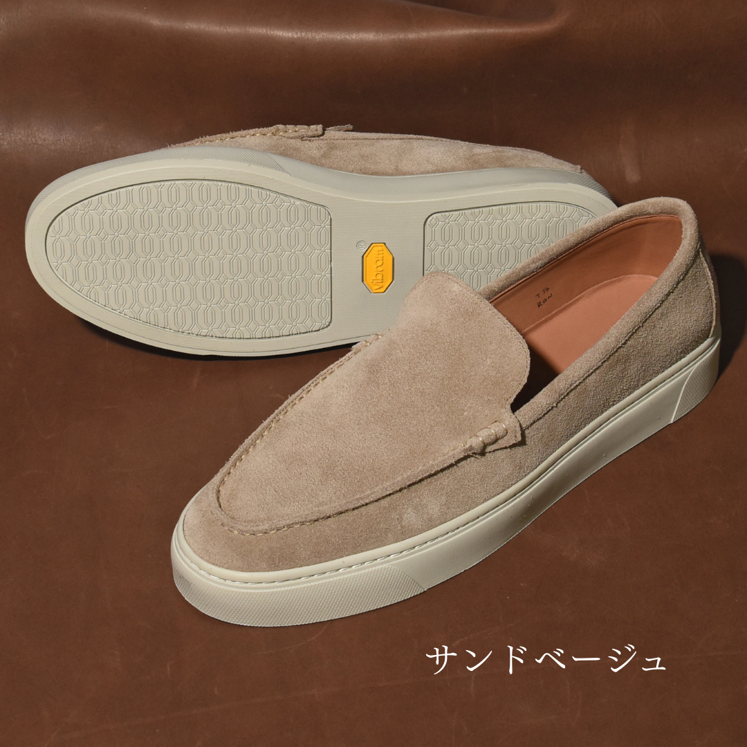 【LeMisca by RAYMAR】Ron バンプローファー ドレスレザースニーカー ブラック/ベージュ/ブラウン 牛革スエード サイドマッケイ製法 Vibramラバーソール 24.0cm~27.0cm レミスカ レイマー ビブラムソール
