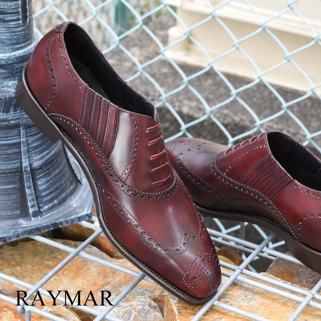 【RAYMAR】RR チゼルトゥ フルブローグ レイジーマン バーガンディ ZONTA MUSEUM ハンドソーンウェルト 九分仕立て ビジネス シューズ 革靴 23.5cm~28.0cm