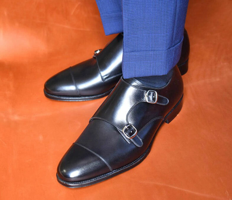 ビジネスシューズ 革靴 RAYMAR ダブルモンクストラップ ブラック