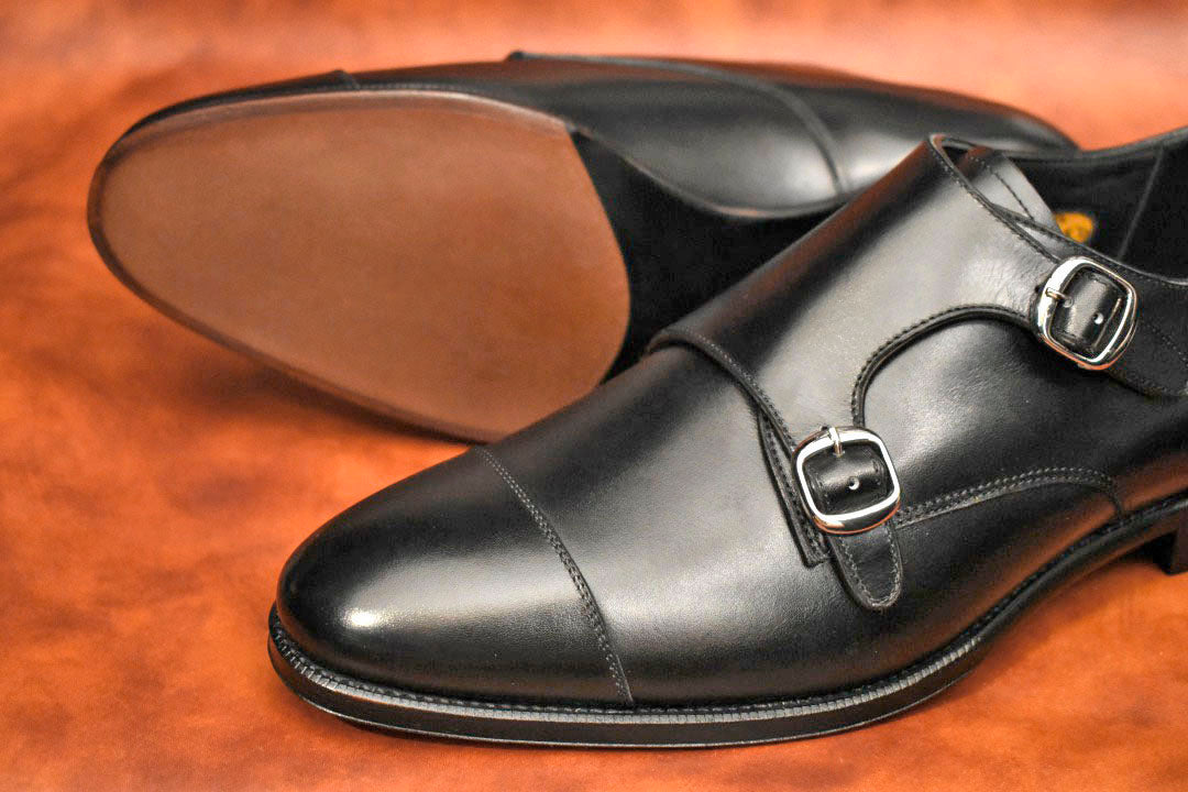 ビジネスシューズ 革靴 RAYMAR ダブルモンクストラップ ブラック