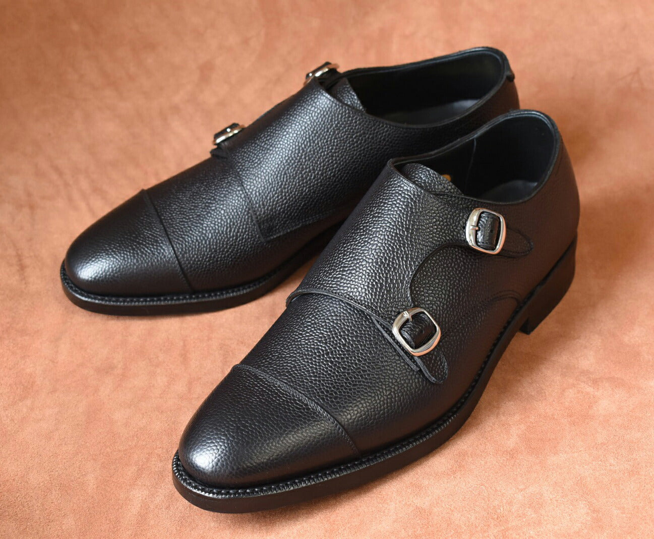 Talia シボ革 ダブルモンクストラップ ブラック オールウェザーシリーズ グッドイヤーウェルト ビジネスシューズ 革靴 RAYMAR 23.5cm~28.0cm レイマー 全天候型モデル ストラップ式 ラバーソール Vibram