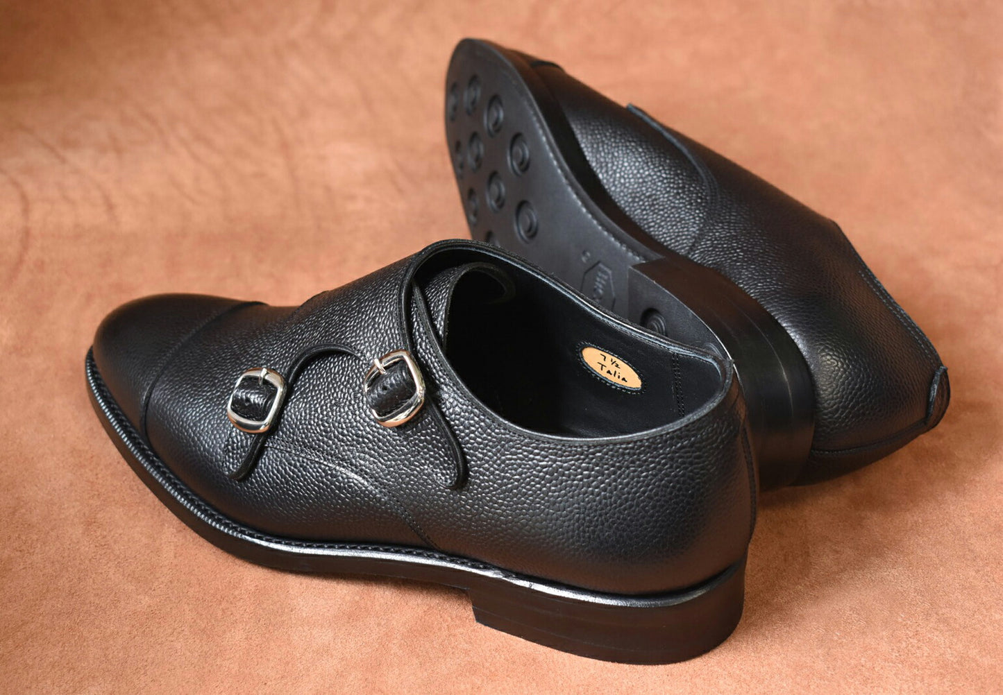 Talia シボ革 ダブルモンクストラップ ブラック オールウェザーシリーズ グッドイヤーウェルト ビジネスシューズ 革靴 RAYMAR 23.5cm~28.0cm レイマー 全天候型モデル ストラップ式 ラバーソール Vibram