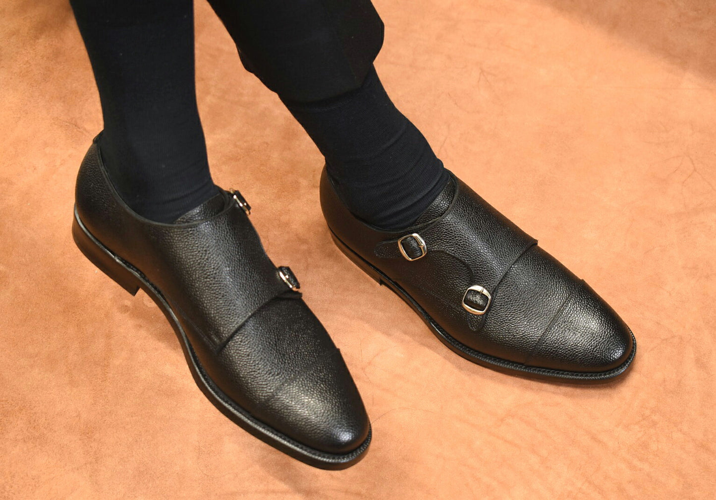 Talia シボ革 ダブルモンクストラップ ブラック オールウェザーシリーズ グッドイヤーウェルト ビジネスシューズ 革靴 RAYMAR 23.5cm~28.0cm レイマー 全天候型モデル ストラップ式 ラバーソール Vibram