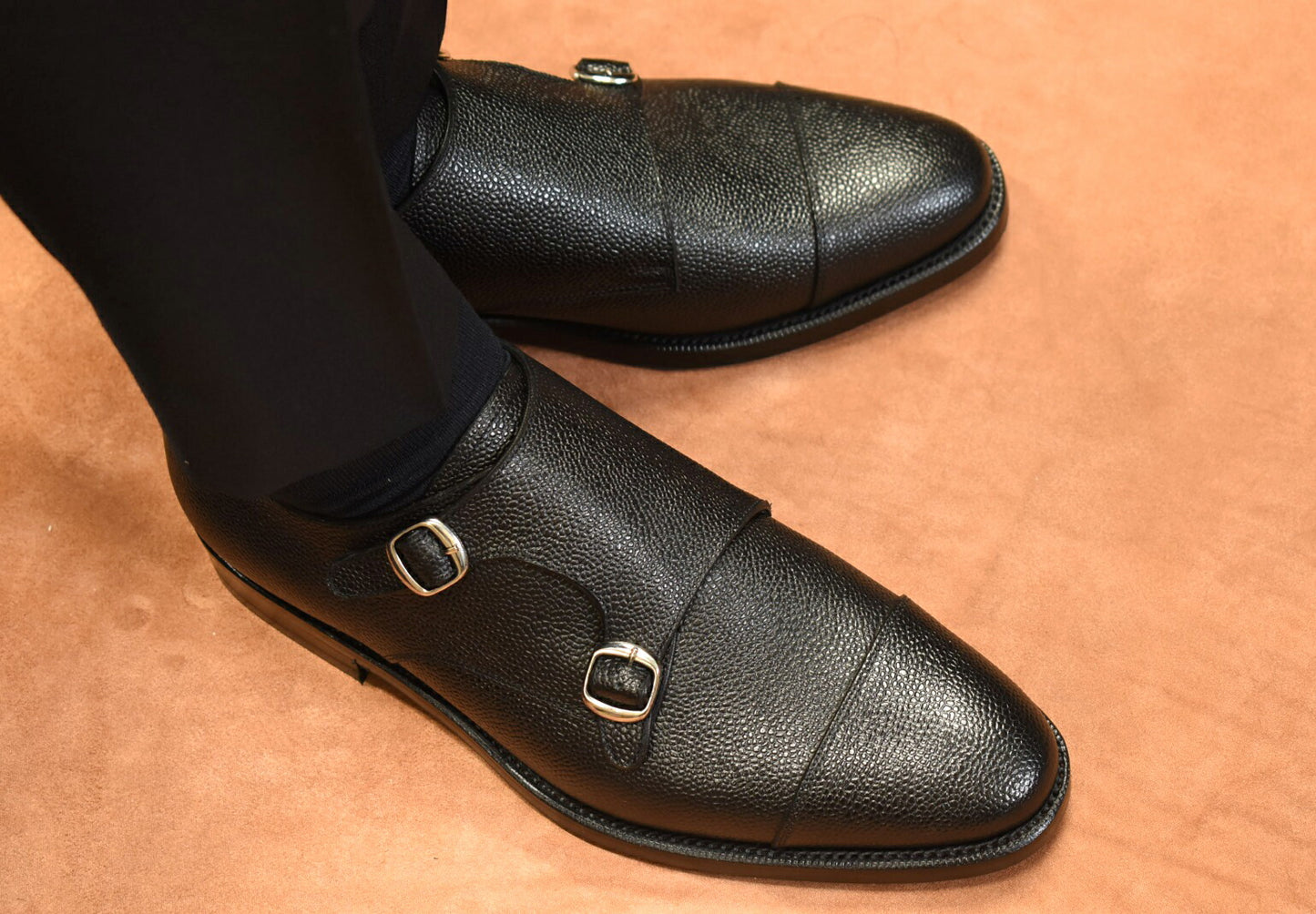 Talia シボ革 ダブルモンクストラップ ブラック オールウェザーシリーズ グッドイヤーウェルト ビジネスシューズ 革靴 RAYMAR 23.5cm~28.0cm レイマー 全天候型モデル ストラップ式 ラバーソール Vibram